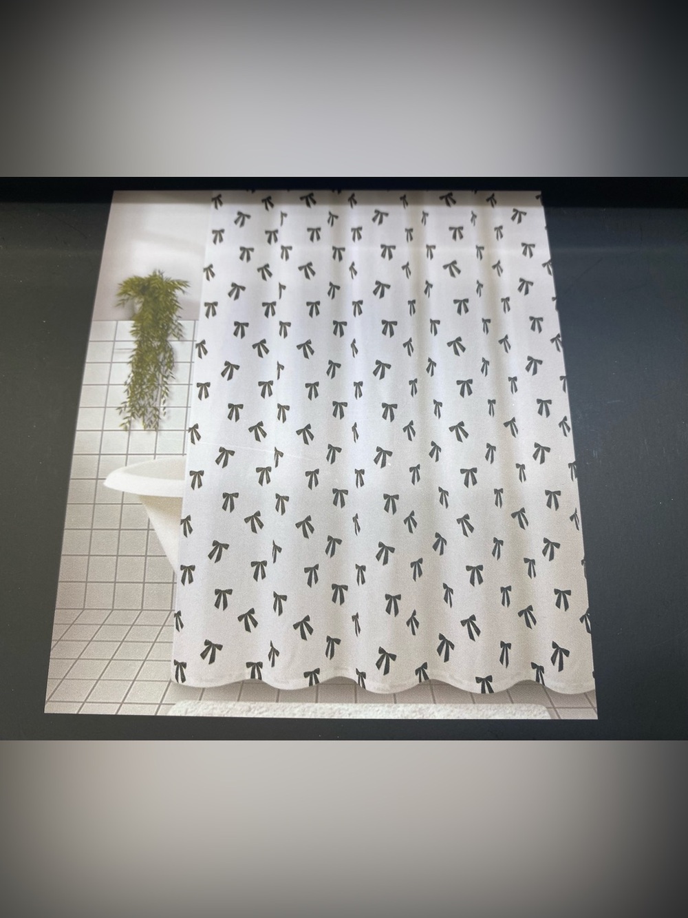 Tahari ❤️Fabric Shower Curtain Black Bows 72 x 72 NWT